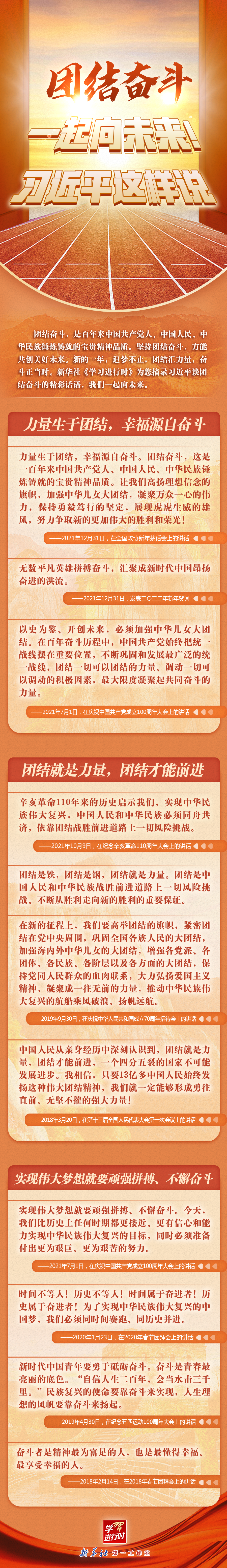 學(xué)習(xí)進(jìn)行時丨團(tuán)結(jié)奮斗，一起向未來！習(xí)近平這樣說