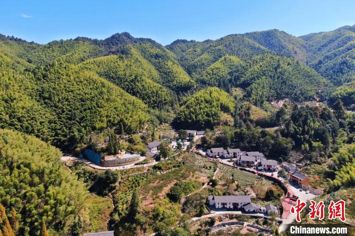 航拍江西井岡山市神山村，青山環(huán)繞，風(fēng)景秀美。　劉力鑫 攝