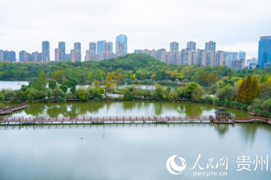 秋日時(shí)節(jié)，觀山湖公園景色美不勝收。人民網(wǎng) 陽(yáng)茜攝